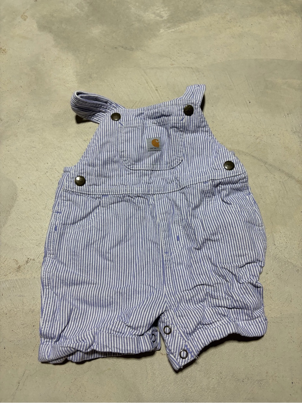 Carhartt Blue Stripe Baby Short Overalls 24months